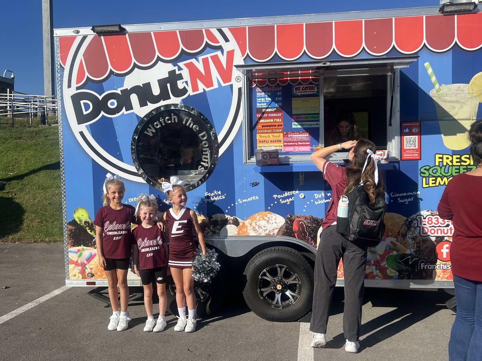 DonutNV trailer with Eastern Kentucky University cheerleaders at an EKU event